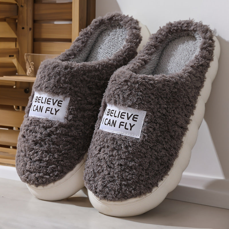 Wholesale of Autumn and Winter Plush Cotton Bag Heel Slippers